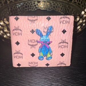 MCM LIMITED EDITION VISETOS PINK BUNNY BIFOLD WALLET